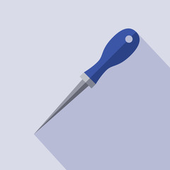 Sharp Awl Tool. Flat design vector illustration