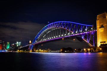 Fototapeta na wymiar Vivid Festival - Light at harbour bridge