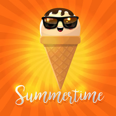 Ice cream cone with sunglasses 