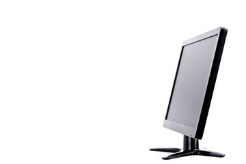 LED monitor computer display of side on white background  hardware  desktop technology isolated
