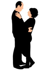  silhouette man and woman looking at each other