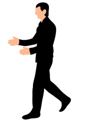 silhouette of a man walks forward, side view