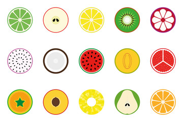 Collection of vector fruit icons.