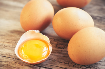 Eggs over jute sack background. Happy easter.