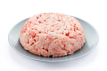 Chicken breast or rabbit low fat minced meat on plate