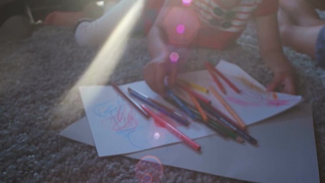 kids playing on floor of modern apartment