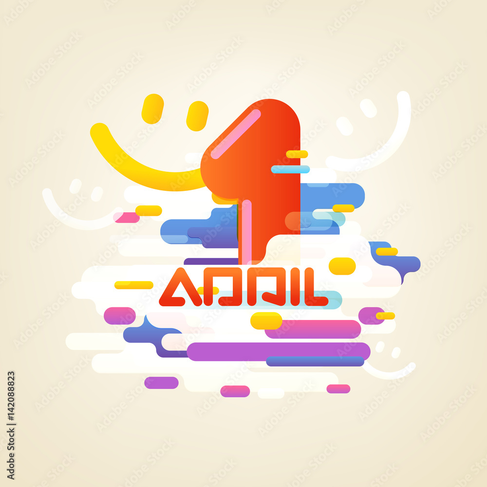 Aufkleber April fool concept. Abstract composition of different color clouds. Abstract vector background