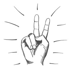 Hand drawn human . Sign of peace.