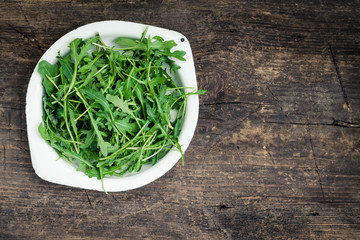 Fresh arugula in a plate