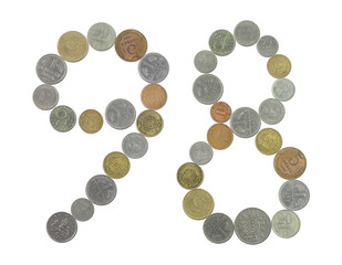 98 – Coins on white background