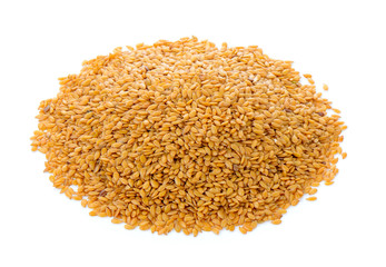 Flax seeds heap isolated on white background