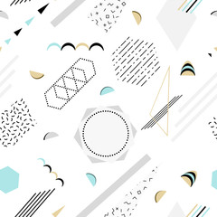 Vector abstract memphis pattern with mosaic geometric shapes - seamless.