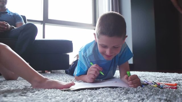kids playing on floor of modern apartment