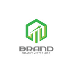 Business finance logo. Arrows and info graphic bar logo,  vector logo concept. Business economic logo