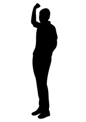 Silhouette man standing, hand on top, vector