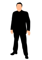 Silhouette of a man in a suit stands