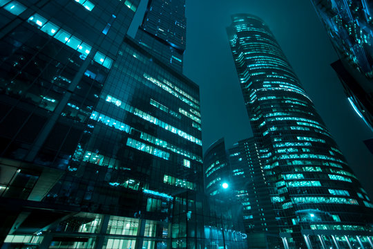 Skyscrapers at night, Moscow International Business Center - Moscow-City, Russia