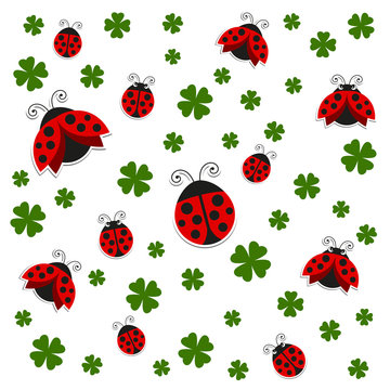 Vector Illustration of an Abstract Background with Ladybugs