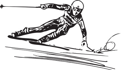 Skiing sketch illustration