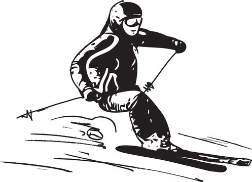 Skiing sketch illustration