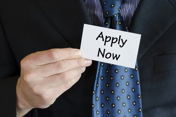 Apply now text concept