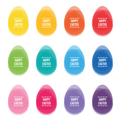 Colorful layered easter eggs set, collection isolated on white background. 