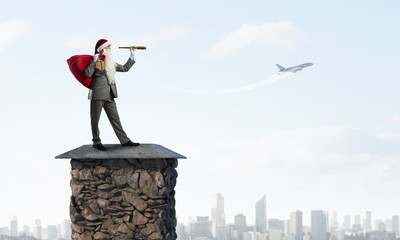 Businessman in Santa hat