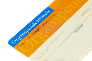 Organ donor card