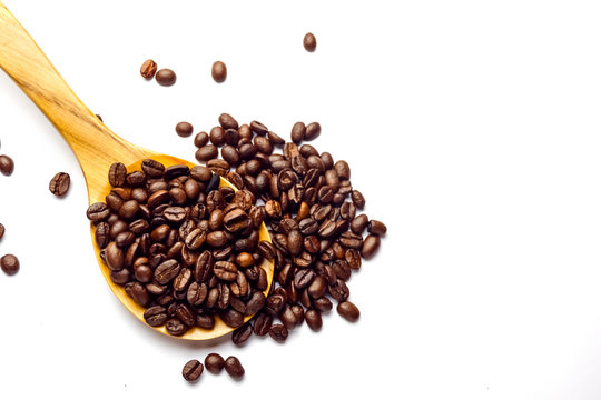 coffee bean in Wooden spoon