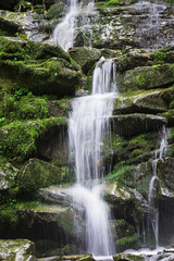 Fototapeta na wymiar Waterfall in the mountains. Early spring in the Carpathians Ukraine. Travel.