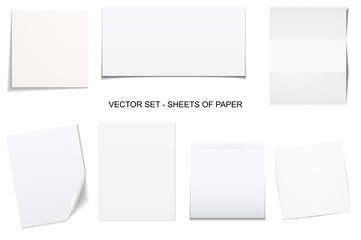 White sheets of paper - vector set.