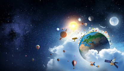 Our Earth planet . Mixed media