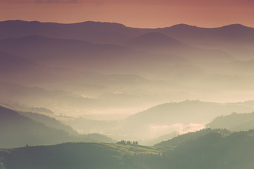 View of the top on fantastic sunlight of beautiful scenery mountain range at sunrise. Abstract nature concept.