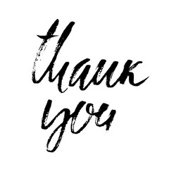 Thank You handwritten inscription. Hand drawn lettering. Thanks card. Vector illustration.