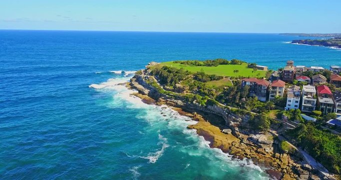 Aerial view of  coastline Bondi to Tamarama walk, Sydney 