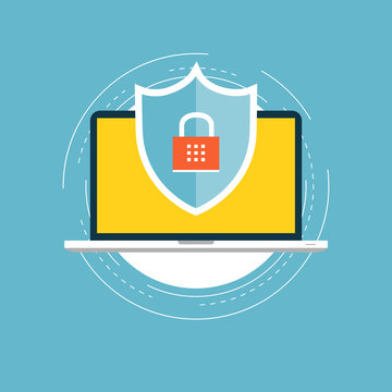 Online security flat vector illustration design. Secured information, data privacy and padlock protection. Icon design for web banners and apps