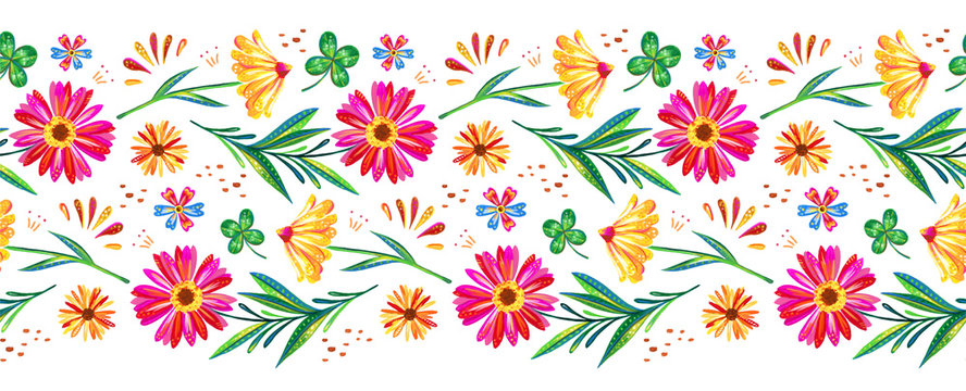 Spring Floral Repeat Border
