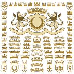 Heraldic crests and crowns collection