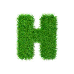 Grass letter J isolated on white, 3d illustration.