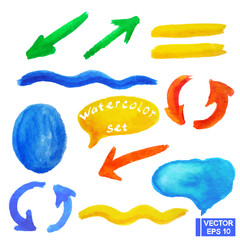 Set of watercolor elements