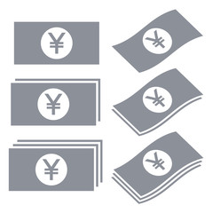 Japanese yen banknotes icons