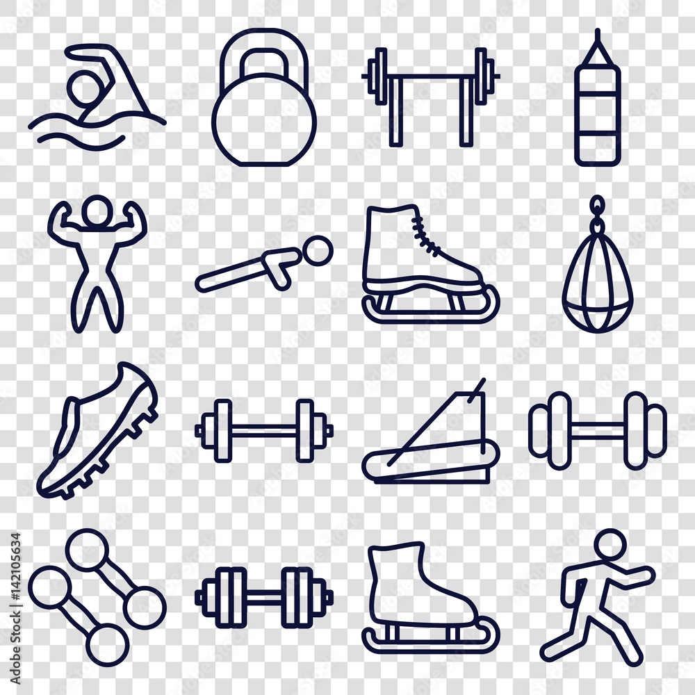 Poster Set of 16 athletic outline icons