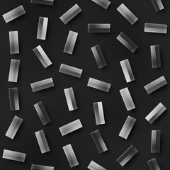 Scattered Geometric Shaded Shapes. Abstract Seamless Monochrome Pattern.