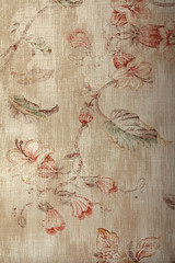 Vintage shabby chic beige wallpaper with floral victorian pattern - 142105815