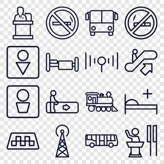 Set of 16 public outline icons