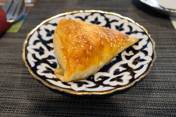 Traditional uzbek meat pie - samsa