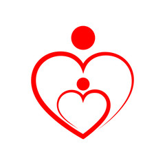 Family care symbol in the heart shape. Vector illustration.