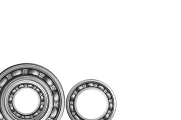 Ball bearing with white space background.Selective focus.
