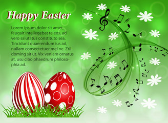 Abstract musical background with Easter eggs