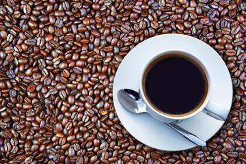 coffee cup and coffee beans
